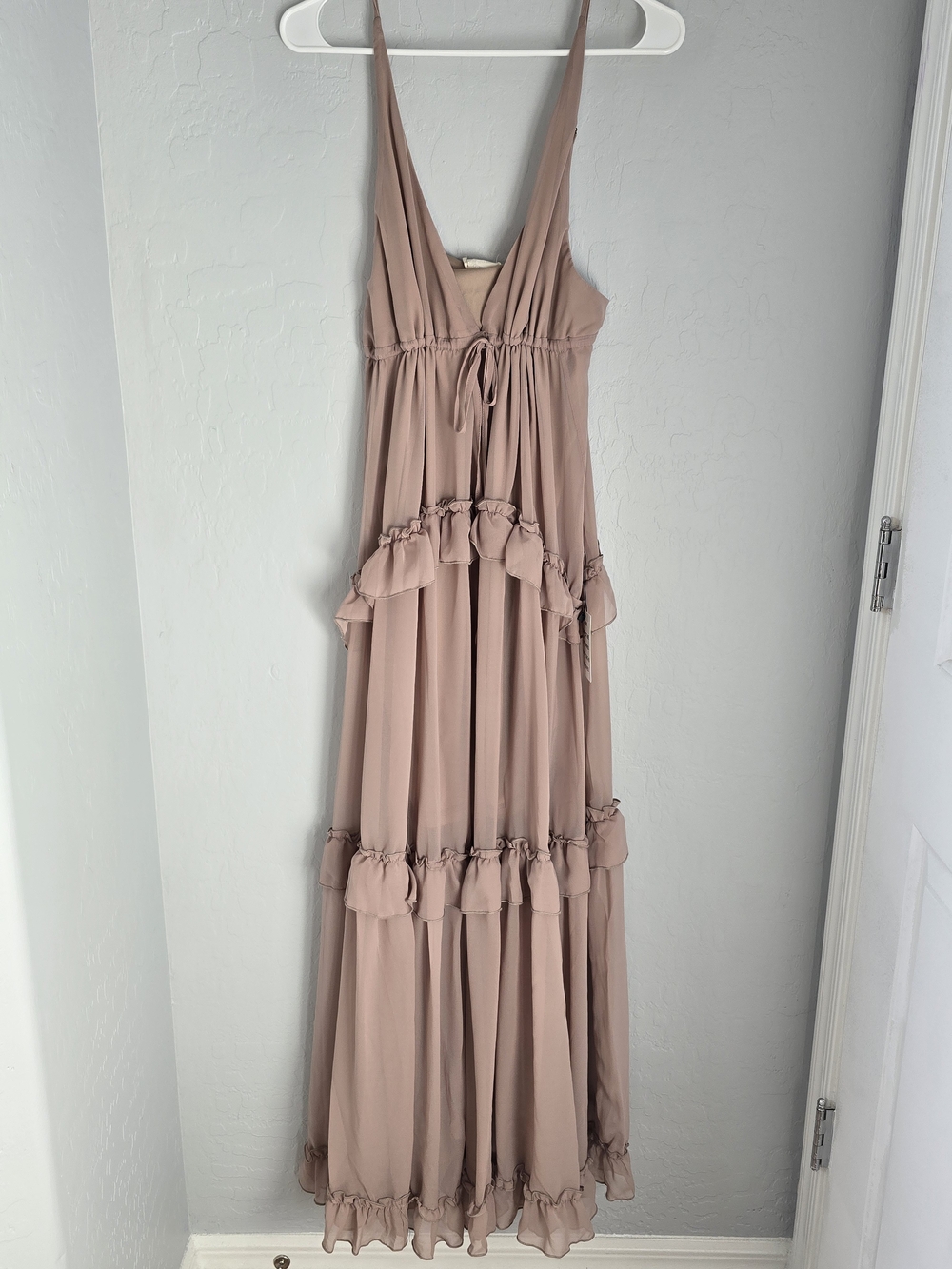 Joyfolie Dusty Rose Ruffle Tiered Maxi Dress